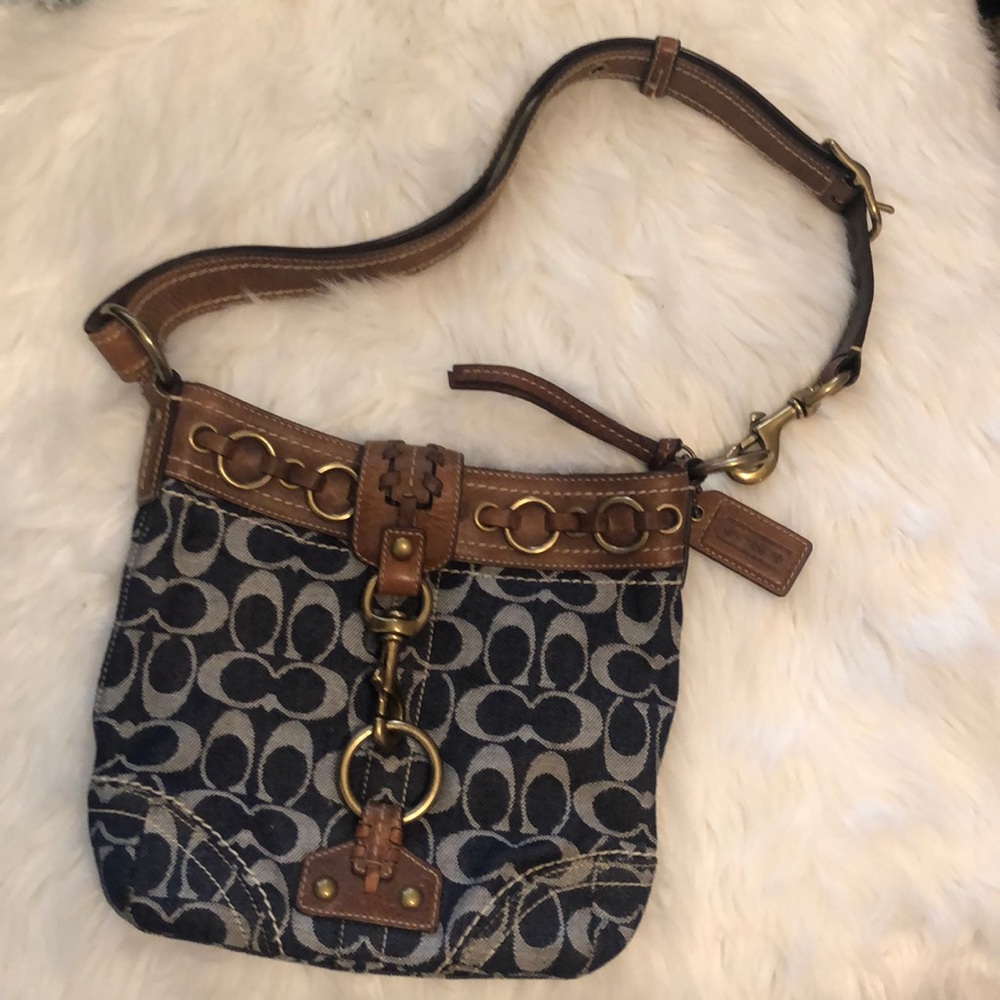 Coach Denim Signature & Whiskey Leather Crossbody